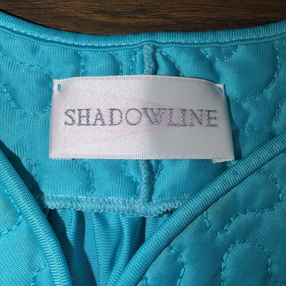Shadowline Short Nightgown & Matching Robe Size Small Turquoise Blue nylon - Picture 3 of 16